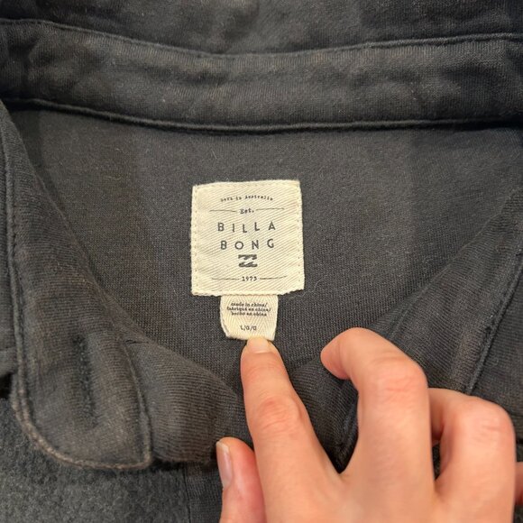 Billabong - Charcoal Gray Fleece w/Distressed Trim Pockets Trucker Shirt Jacket - Picture 8 of 10